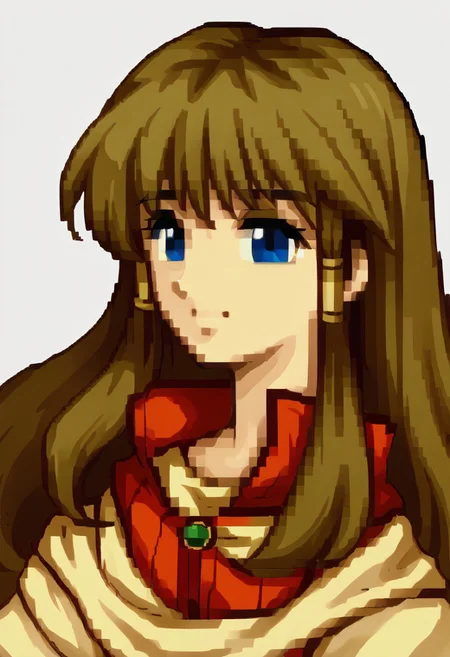 score_9, score_8_up, score_7_up, source_anime, 1girl, solo, smile,
<lora:zs_FE4PortraitsXL:1> fe4portraits, portrait, pixel art, white background
,<lora:mist ferdPonyXL:0.8>,mist ferd,white scarf,brooch,shirt,brown hair,blue eyes