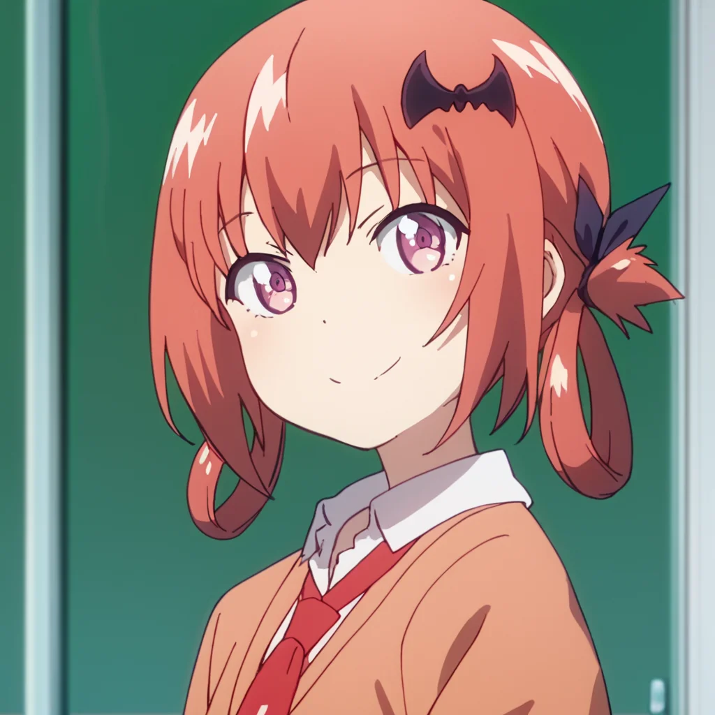 score_9, score_8_up, score_7_up, score_6_up, score_5_up, score_4_up, source_anime,  Satanichia_DO, school uniform, smile, portrait,  pink eyes