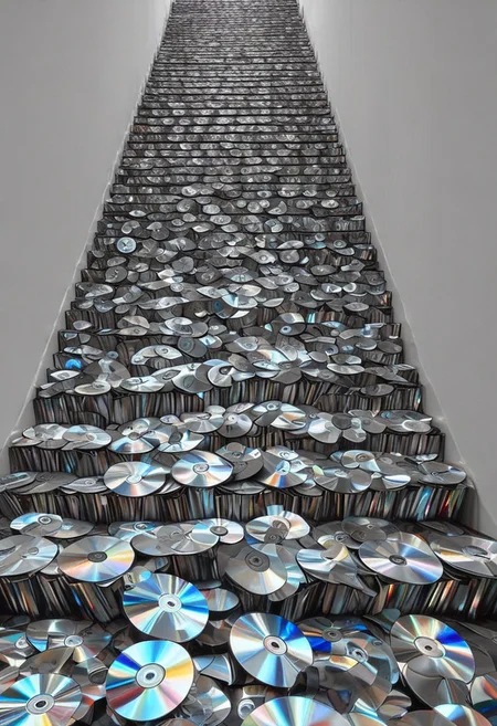stairs made of cd's