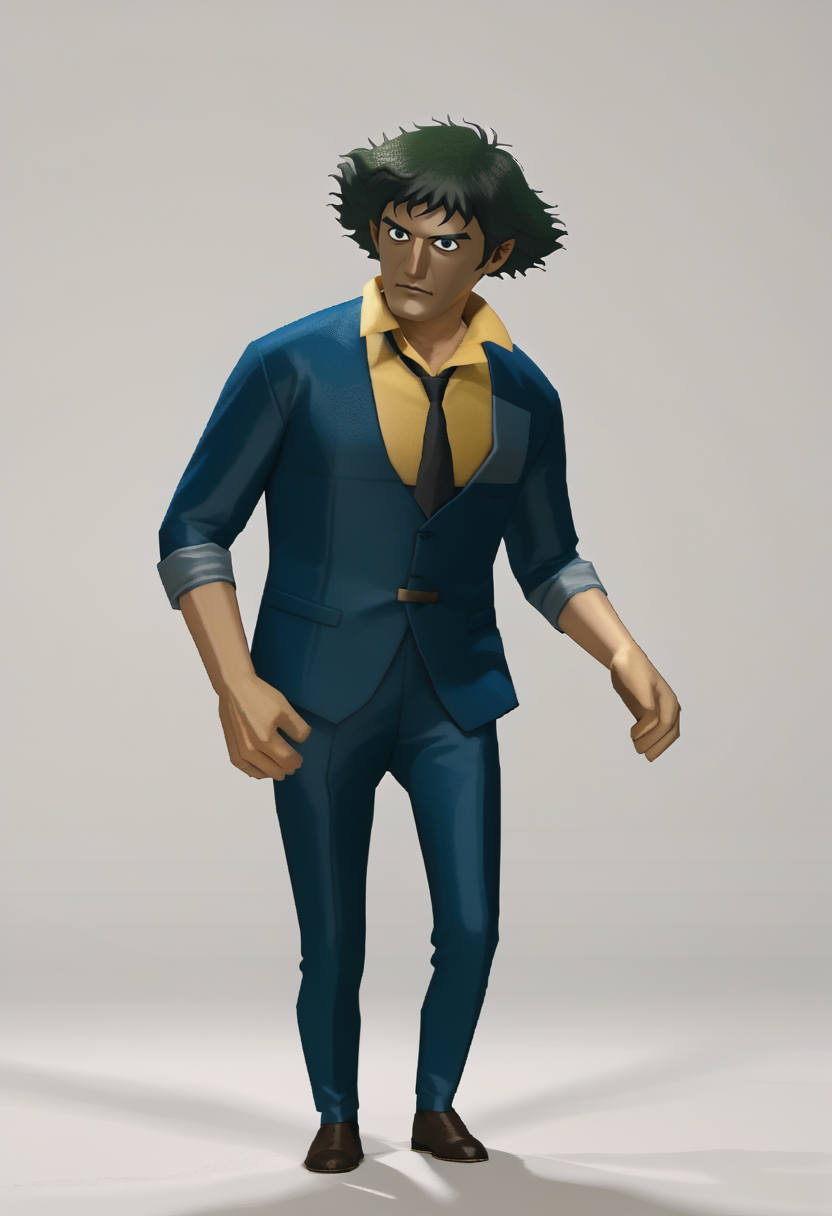 score_9, score_8_up, score_7_up, source_anime, 1boy, solo
<lora:zs_WindWakerStyleXL:1> windwakerstyle, 3d, full body, white background
<lora:cowboybebop_spike_ponyXL:1> spikespiegel, formal, suit, jacket, necktie, pants