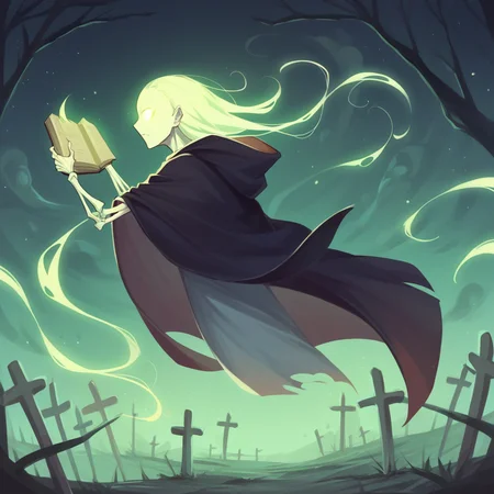 score_9, score_8_up, score_7_up, score_6_up, score_5_up, score_4_up, BREAK, 
elemental \(creature\), 1girl, solo, death elemental, shadowy figure, deathly aura, ethereal, skeletal hands, floating, dark energy, glowing eyes, mystical, night, cemetery, supernatural, ghostly, hooded cloak, holding ancient book, in a haunted library
<lora:elementals_v2:1>