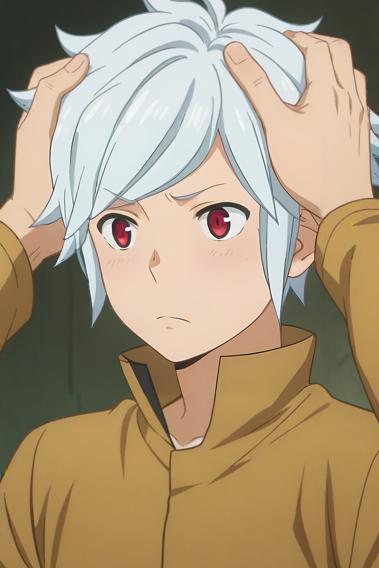 score_9, score_8_up, score_7_up, source_anime, anime screencap, anime coloring, official style, , upper body, , 1boy, solo, male focus, <lora:bell_cranel_pony:0.78>, bell_cranel, , , , Hands on head, displaying frustration, <lora:sdxl_lightning_8step_lora:1>