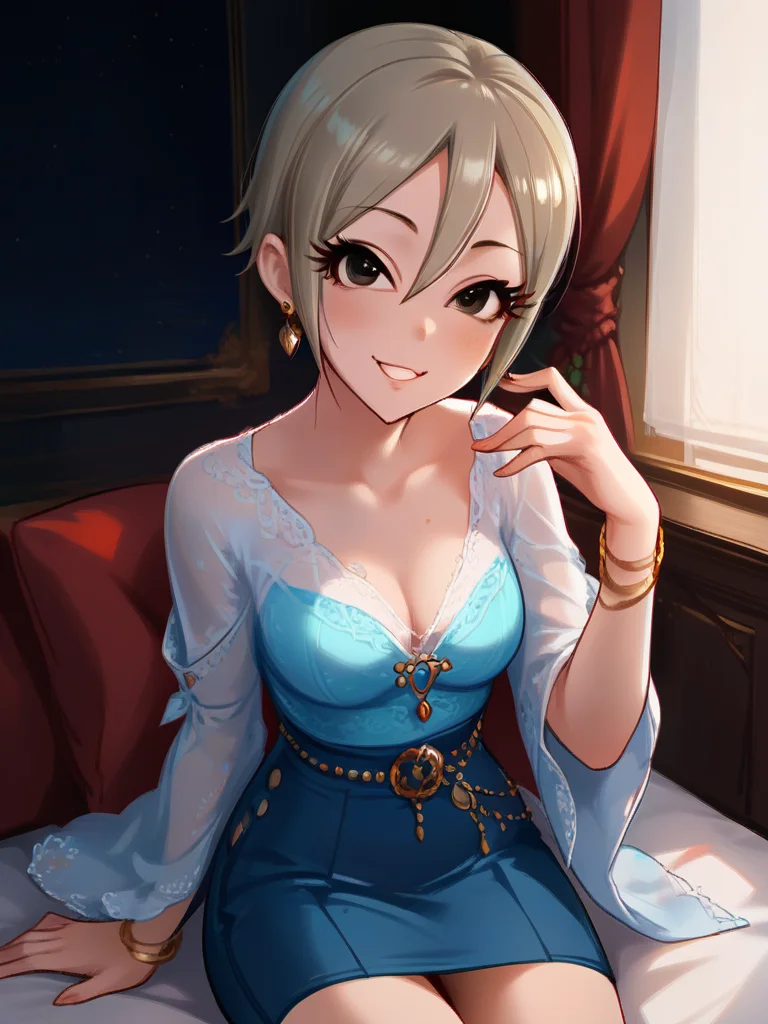<lora:Syuko ShiomiPDXL_v1:1>Syuko ShiomiPDXL, 1girl, shiomi syuko, solo, jewelry, smile, earrings, looking at viewer, skirt, bracelet, <lora:princess_xl_v2:0.8><lora:g0th1cPXL:0.3> g0th1cpxl<lora:Expressive_H:0.8> ExpressiveH<lora:NAI Smooth Boys Style SDXL_LoRA_20r_20e_8i_nr32_a16_Pony Diffusion V6 XL:0.8> score_9, score_8_up, score_7_up,