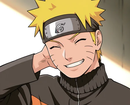 masterpiece, best quality, amazing quality, highres, absurdres, intricate detail, <lora:Naruto_Uzumaki_ILLUS-000008:0.8> , nar1, 1boy, solo, short hair, blonde hair, whisker markings, forehead protector, jacket, multicolored clothes, uzumaki naruto, portrait, closed eyes, smile, arm behind head