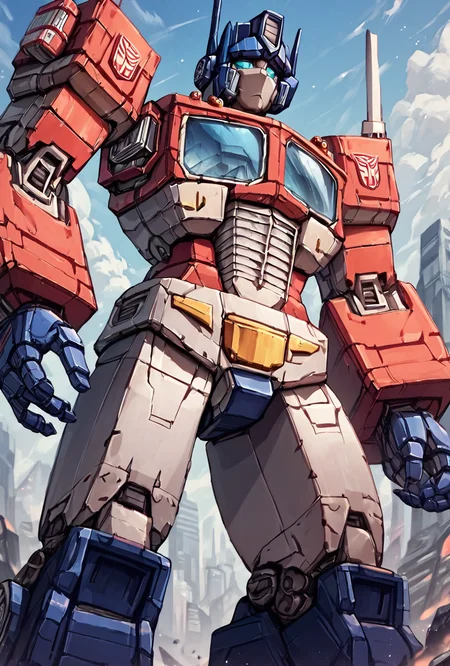 score_9, score_8_up, score_7_up,, good quality ,, character focus, solo, , best quality <lora:optimus-07:1> optimus, robot, mecha, autobot, solo,