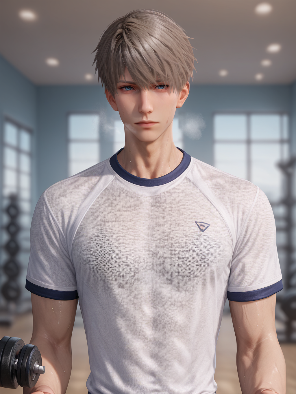 score_9,score_8_up,score_7_up,1boy,solo,yaoi,bara,male focus,fairly nsfw,uncersored,highres,best quality,amazing quality,best aesthetic,absurdres,<lora:add-detail-xl:1>,<lora:Expressive_H:1>,Expressiveh,<lora:xavier-000009:0.7>,xavier,gym uniform,sweat,heavy breathing,gym,exercise,