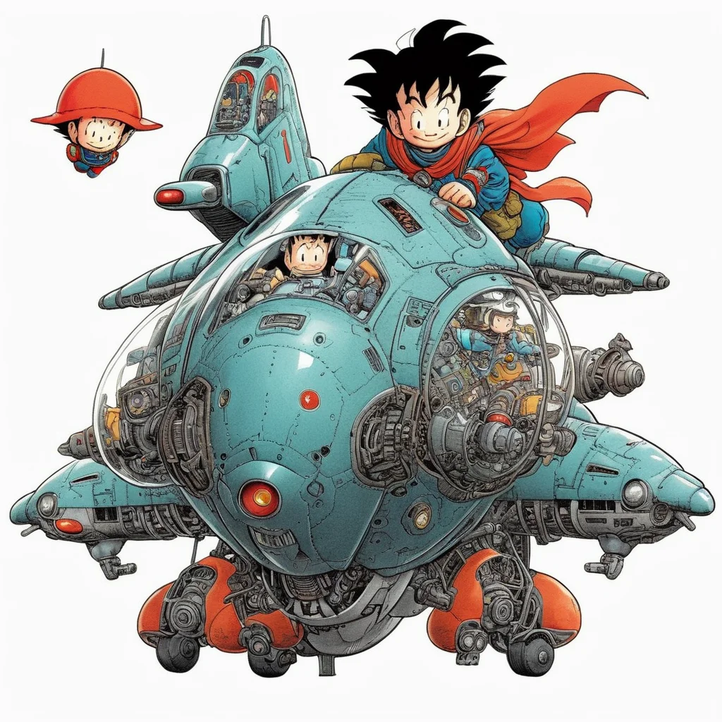 <lora:Akira_Toriyama_vehicle:1> a futuristic bomber, science-fiction, manga style, full color, akira toriyama, hand drawing, super detailed, complex details, <lora:add-detail-xl:1>, cute, cartoonized
