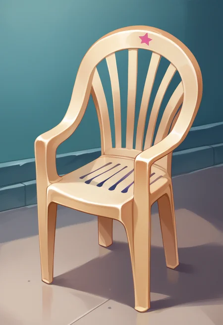 score_9, score_8_up, score_7_up, source_anime, BREAK, solo, no humans, <lora:Joestar-Brithmark-pdxl_Fp:1>, joestar birthmark, birthmark, <lora:PlasticChair_XLPD:1>, plastic chair, star \(symbol\),