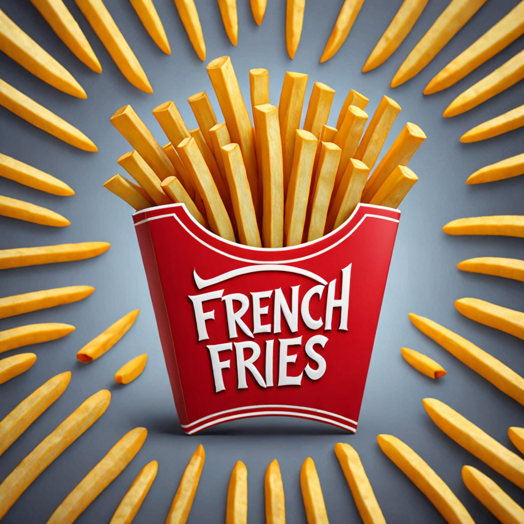 french fries logo, 3d <lora:Harrologos_V1.0:0.9>