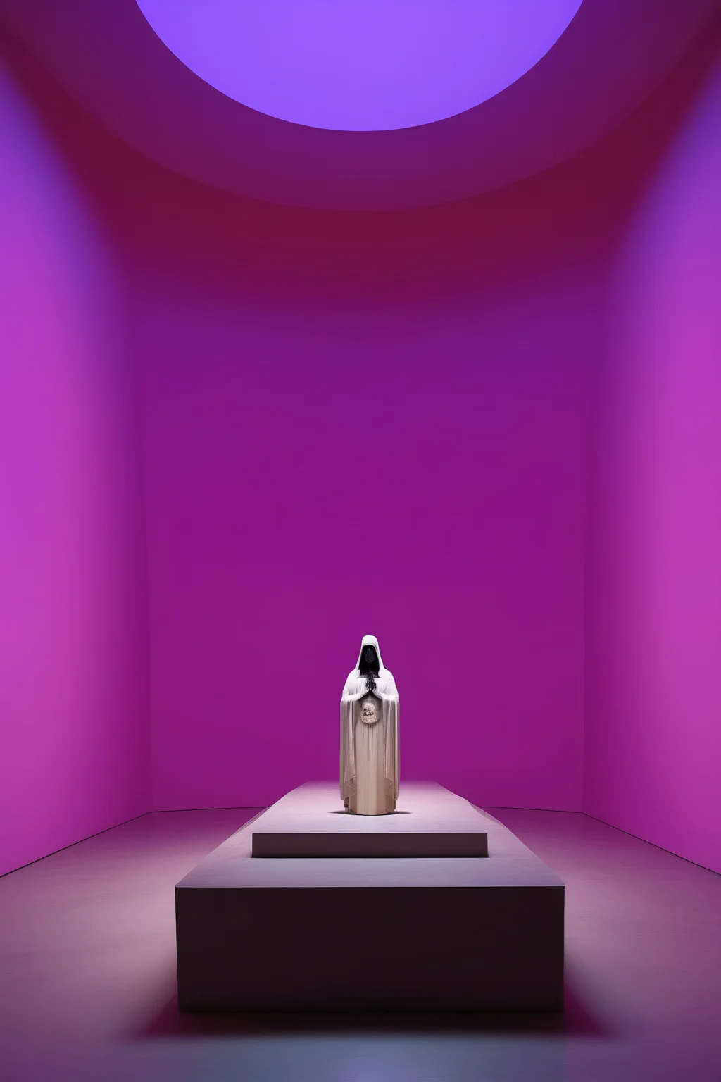 <lora:James Turrell Style:1>James Turrell Style - altar de la santa muerte en un espacio futurista iluminacion por james turrell etereo locochon