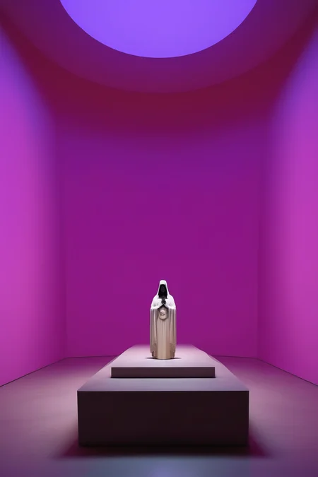 <lora:James Turrell Style:1>James Turrell Style - altar de la santa muerte en un espacio futurista iluminacion por james turrell etereo locochon