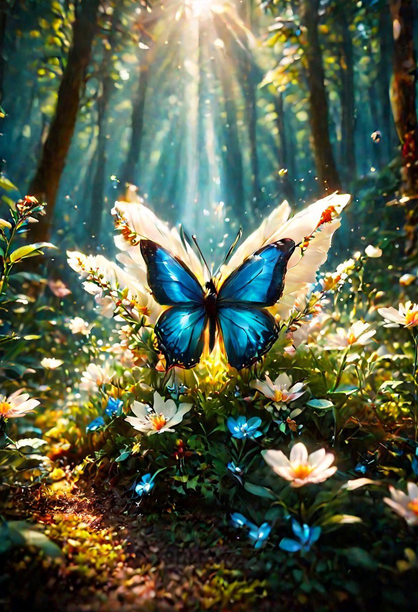 flower, butterfly sitting on a flower blu, blur, white flower, butterfly, depth of field, butterfly wings, antennae