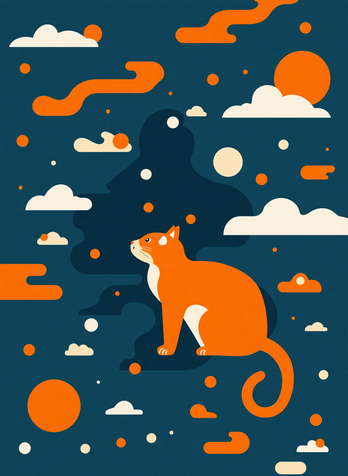 very simple flat vector graphic of an orange cat