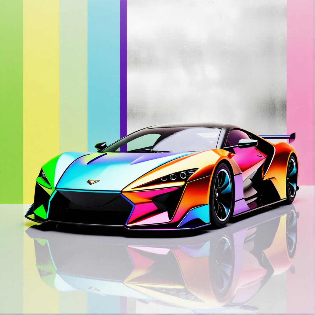 sci-fi, illustration,  <lora:EnvyKyotopunkXL01:0.5>, kyotopunk:0.3 <lora:EnvyShadowMinimalismXL01:0.25> (shadow minimalism:0.2), sharp lines, different colors, <lora:welcoming_ntc:--1.25>, stunning car-sized front, in spring, Aluminum background, Lavish, (rainbow color palette:0.1)