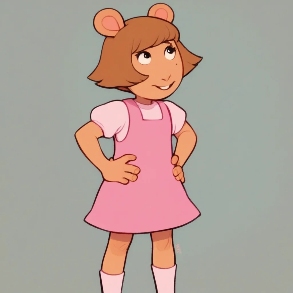 score_8, score_9, 1girl, d.w, short hair, brown hair, animal ears, pink dress, hands on hips
