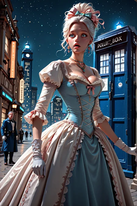 masterpiece, best quality, amazing quality, very aesthetic, absurdres, newest, tardis<lora:Versailles_Fashion_Women:1.0> <lora:Earthbound_-_Tardis_-_IllustriousXL:0.8>