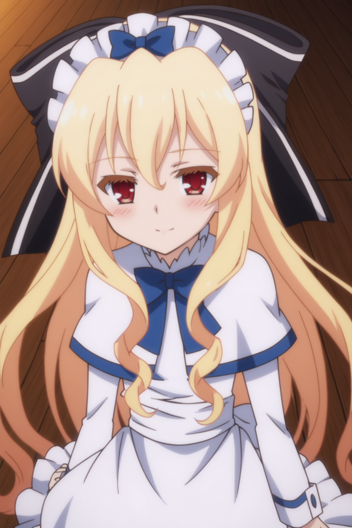 score_9, score_8_up, score_7_up, source anime, prefect lighting, very aesthetic, BREAK, anime coloring, anime screencap,
 <lora:leticia_draculair_v1-pdv6:1>, 1girl, leticia draculair, mondaiji-tachi ga isekai kara kuru sou desu yo?, red eyes, blonde hair, hair bow, long hair, 
letimaid, maid, maid headdress, bow, ribbon, capelet, apron, white pantyhose, wings,
BREAK, looking at viewer, light smile, blush, 
BREAK,