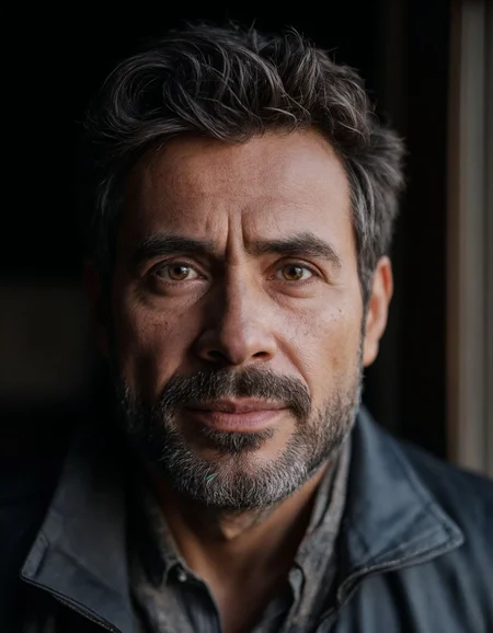 A Hyper-Detailed 8k Portrait of a Middle-Aged Man, Uneven Stubble and Crow's Feet, Dim Natural Light from Window, Cool Undertones,, Rendered in ultra-high detail, 8K resolution,  iphone quality photo, with a focus on lifelike textures and lighting, highly detailed skin, natural pores, fine lines, moles, freckles, subtle veins, realistic imperfections, soft skin texture, ultra-realistic shading, cellulite, The scene is a tranquil rice field at sunrise with dewy paddies and a golden glow. <lora:InSaNe_Detail_FLUX-000001_894497:0.3>, <lora:fluxenhancer:0.5> fluxenhancer