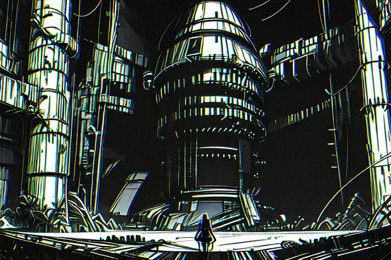 highly insanely detailed, masterpiece, top quality, best quality, highres, 4k, 8k, RAW photo, (very aesthetic, beautiful and aesthetic),  
tsutomu nihei,nihei_tsutomu,blame!,blame gakuen!,abara,TNstyle,sidonia_no_kishi,(city ruins,tower,mausoleum,space,spacecraft,giant room,lab,deep horizon,hangar,stairs,megastructure in background,tunnel,sidonia \(ship\)),science fiction,biomachine,bioluminescence, 
<lora:ABARA:0.6>, 
(1girl:1.3), 
solo focus, 
pure purple background,pure red background,pure pink background,(color fusion background,colored confetti background,color bokeh background),âââ