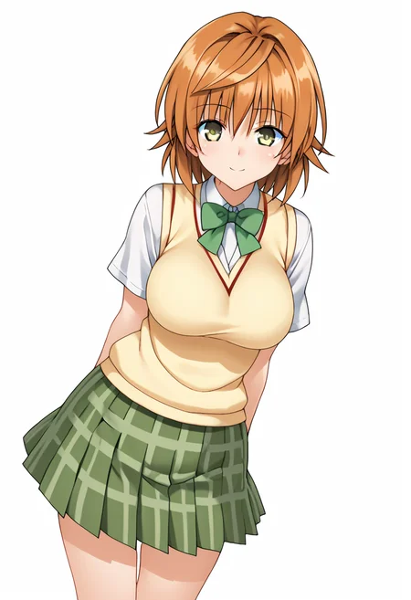 <lora:yuusaki_riko>,1girl,solo.yuusaki riko,large breast,yellow eyes,sweater vest,white shirt,short sleeves,bowtie,green pleated skirt,plaid skirt,socks,loafers,
BREAK score_9,score_8_up,score_7_up,game cg,2020's,white background,
BREAK source_anime,best quality,masterpiece,uncensored,(clear eyes:1.2),(4 finger:0.5),zPDXLpg,