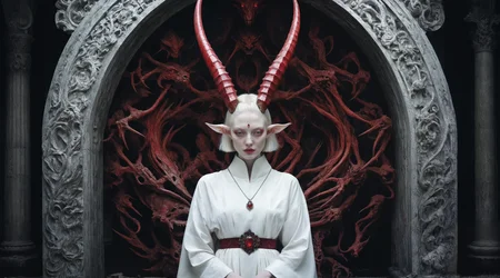 <lora:SDXL_cinematic_Sa_May:0.8> cinematic <lora:pale_demon:1.0:lbw=MIDD> (full body lithe, very pale detailed skin demon woman fairy, horns:1.2), (smooth red crystal symmetrical demon horns, short bob hair, detailed blushing albino skin:1.35), (wearing detailed elegant ancient embroidered ceremonial robes, pendant:1.2), (large round detailed white eyes, long eyelashes:1.22), (ruby earrings, extravagant jewelry:1.1), (eye highlights:1.1),
BREAK (in an abandoned palace ruin:1.2), [freckles : blush:0.5], intricate detail, (eye highlights:1.1), (sharp focus:1.2), portrait by [jean delville : gustave dore : iris van herpen : marco mazzoni: H. R. Giger:0.25]