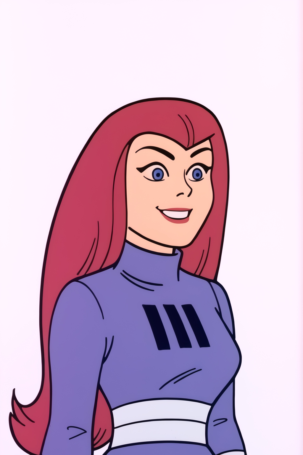 <lora:Gravity_Girl:0.8> white background, Gravity Girl, upper body, smile
