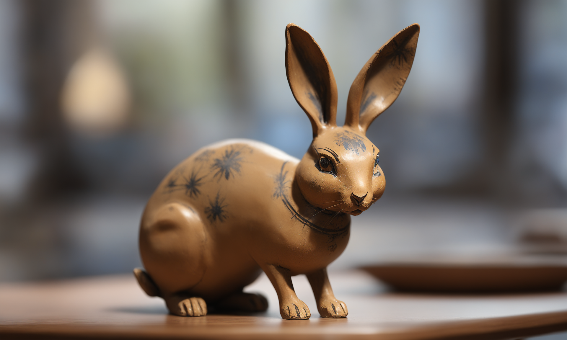<lora:paintedpotterycd_xl-000004:0.8>,a handmade sculpture toy of a hare made of painted pottery in office scene,paintedpotterycd_xl,miniature,tilt-shift,solo,indoors,chinese zodiac,wooden table,cutie,cute,still life,animal statue,front view,facing viewer,looking at viewer,(Unbelievable Digital Artwork:1.3),fine art,CGSociety,ArtStation,master works, 8K, HDR, UHD, masterpiece, best quality, highly detailed, high resolution, finely detail, extremely detailed, ultra detailed, wallpaper