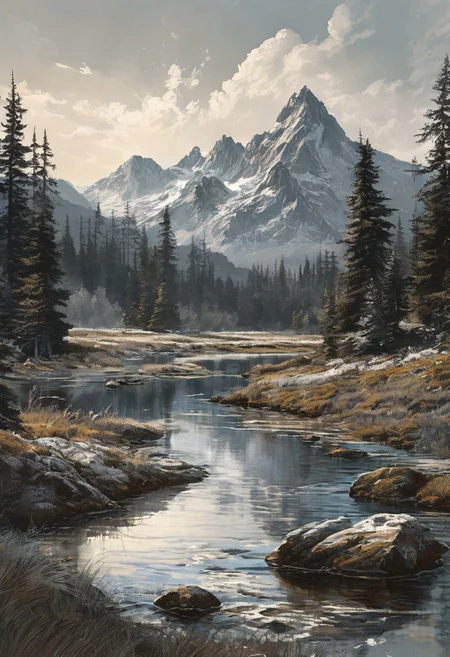 ({scenic landscape} masterpiece:1.5), (best quality:1.5), ((UHD:1.5)), (ultra detailed background, ultra detailed scenery:1.5), (aesthetic + beautiful + harmonic:1.5), ({symmetrical intricate scenic details + sharpen symmetrical scenic details}:1.5)  ,ink ,greg rutkowski,style