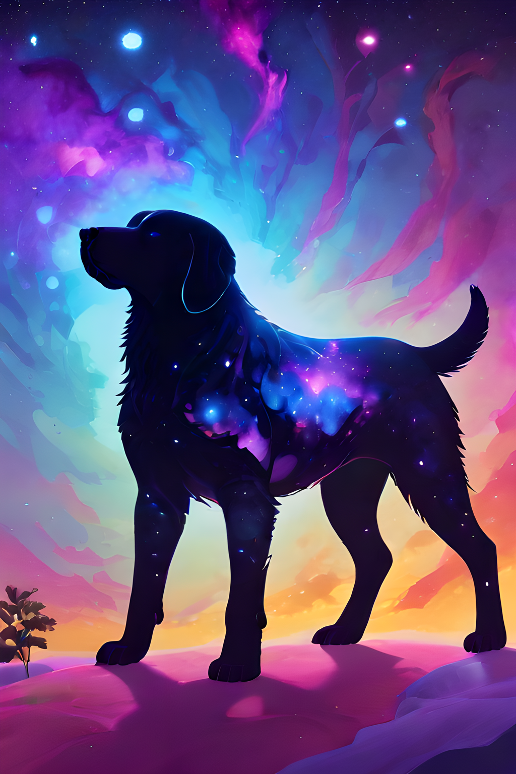 score_9,score_8_up,<lora:Turbo_XL:1>,<lora:inner_galaxy-05:1>,inner_galaxy,
silhouette,
space background,
dog,
(cosmic,stars,celestial,galaxies,nebulas,planets,science fiction,highly detailed:1),