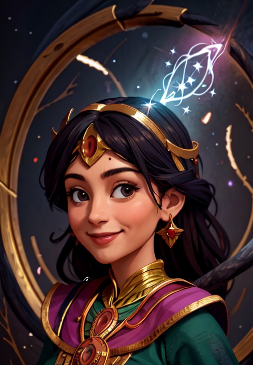 <lora:sorceress:0.8>, sorceress, portrait, smile,, (magical, magnificent, masterpiece:1.3)