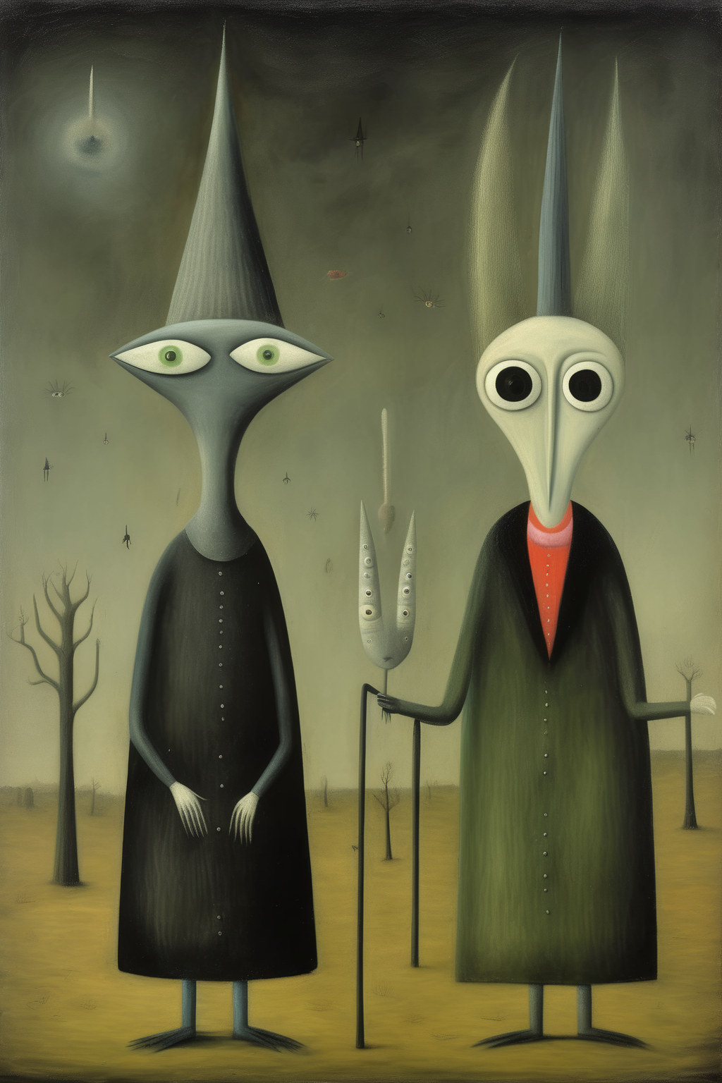 <lora:Victor Brauner Style:1>Victor Brauner Style - illustration representing toxic masculinity, in the style of Gertrude Abercrombie and Leonora Carrington
