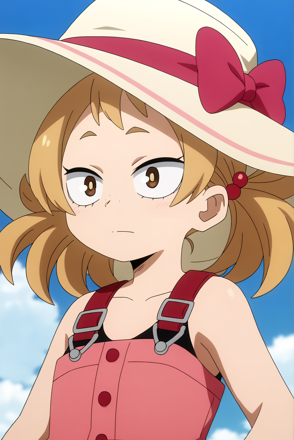 Mahoro Shimano, upper body, sun hat <lora:commission-MHA-Mahoro_Shimano-PDXL-rnd89:0.8>