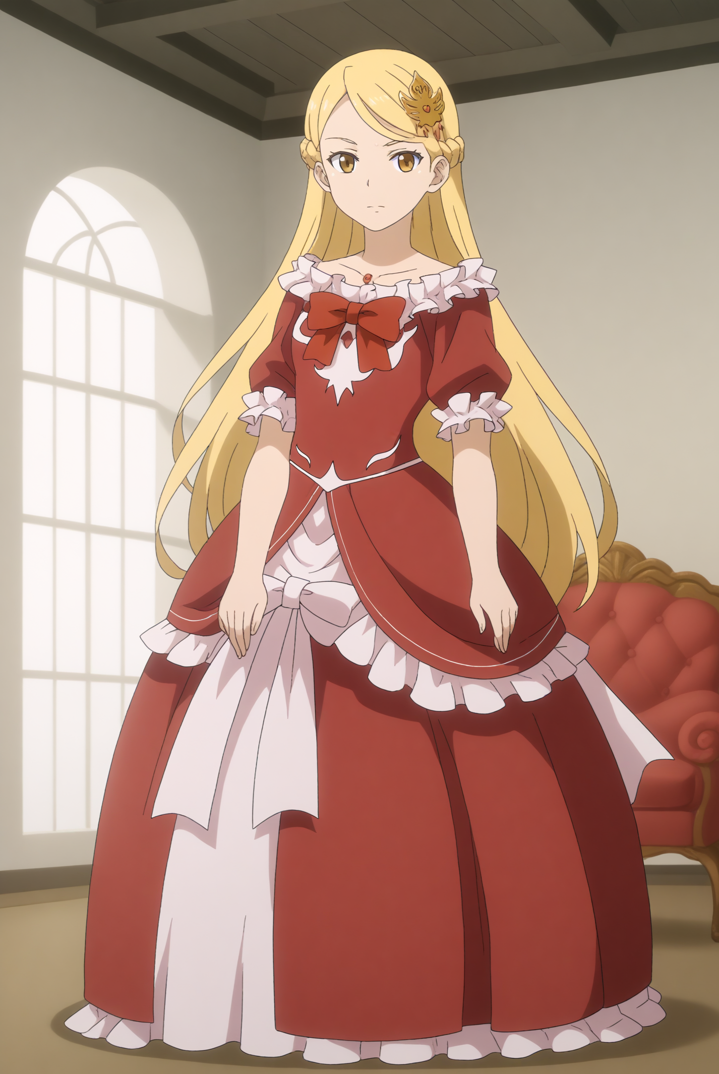 Juliana, solo, red dress <lora:COMMISSION-Skeleton_Knight_in_Another_World-Juliana-PDXLv2:0.8>