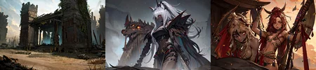 highly insanely detailed, masterpiece, top quality, best quality, highres, 4k, 8k, RAW photo, (very aesthetic, beautiful and aesthetic),
__lazy-wildcards/subject/env-bg/SavageVerse/prompts__,
<lora:SavageVillage-10:0.7>,
(1girl:1.3),
solo focus,
($(char-skin-tanned-dark-black-bronze-001):1.1),
(__lazy-wildcards/char/haircolor__),
__lazy-wildcards/dataset/background__,âââ