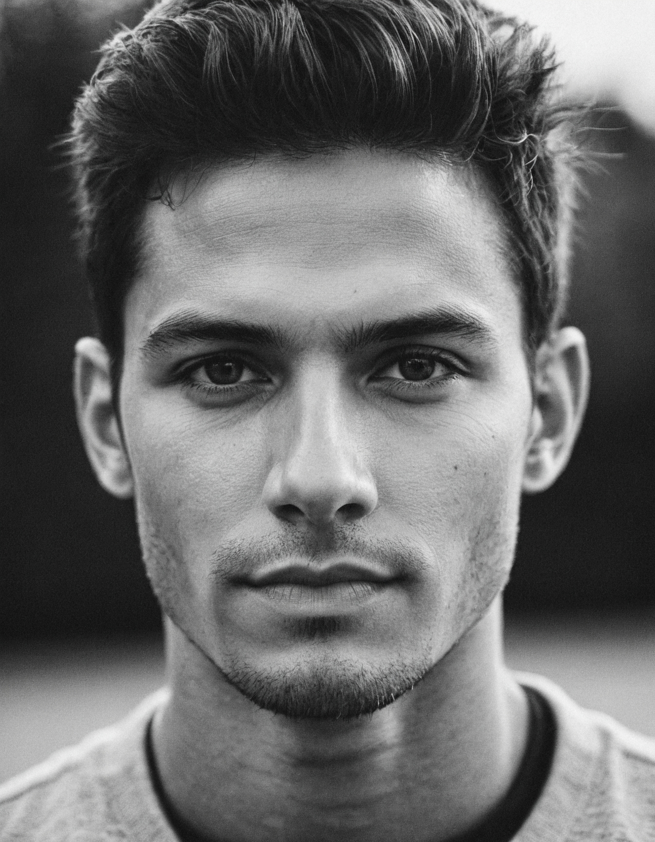 b&w, instagram photo, portrait photo of man, 28 y.o, perfect face, natural skin, film grain
