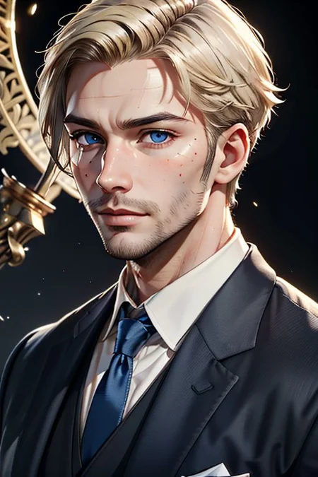 Master piece, highest quality, highest possible OverallDetail, semirealistic, blue eyes,
Create an elder of a cultivator sect.
The character looks like he is in his late twenties or early thirties. He is handsome.
He has blond kempt short hair.
His eyes are blue. Detailed face.