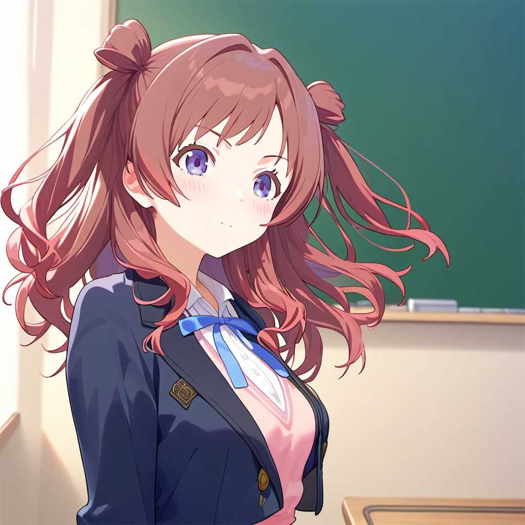 score 9, score 8 up, score 7 up, source anime, 1girl, hanami_saki, classroom, <lora:gakuen_idolmaster_pony:1>