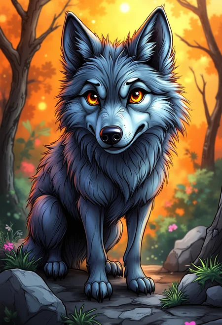 grey wolf in the forest