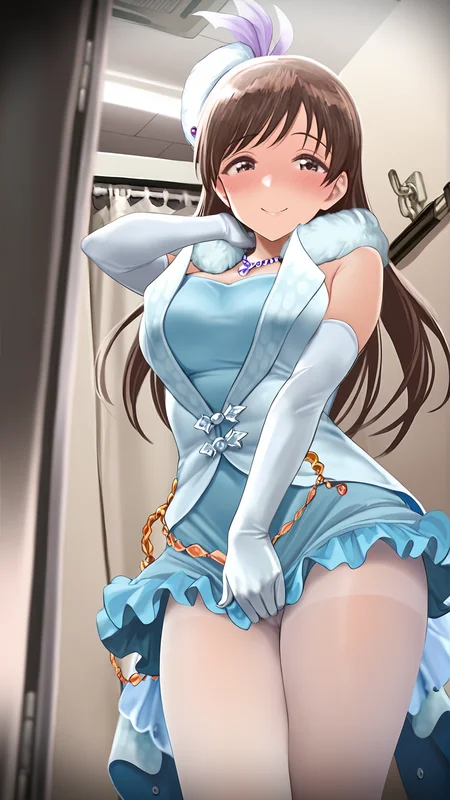 amazing quality,absurdres,best quality,masterpiece,highres,newest,detailed,detailed body,detailed face,masterpiece,best quality,solo,
æ´è¡£å®¤ã®å¥³ç¥ãã,1girl,solo,nitta minami,long brown hair,brown eyes,dress,white thighband pantyhose,elbow gloves,hat,<lora:æ´è¡£å®¤ã®å¥³ç¥ãã:0.8>,
looking at viewer, smile
