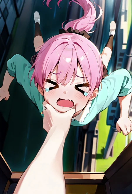 masterpiece,best quality,amazing quality,very aesthetic,absurdres,newest, huge filesize,
BREAK 
1girl,
cartoon crying, >_<, waving mouth,
BREAK 
SOSCLB,climbing,
floating hair,scenery,wind,
pov hands, grabbing, grabbing another's cheek,
depth of field,close up,
(from high above:1.5),
looking at viewer,pov