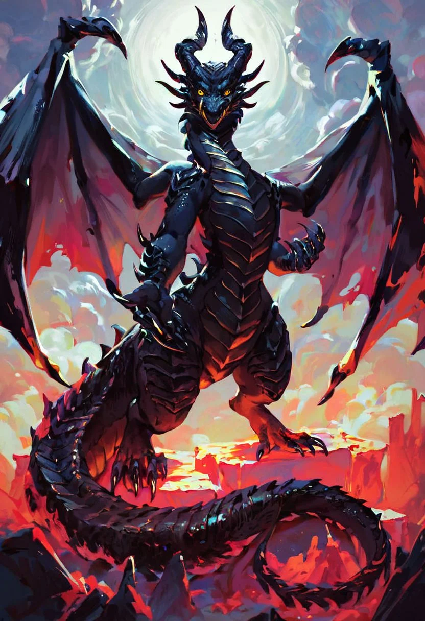 (score_9_up), score_8_up, score_7_up, oil painting, antique painting, (female dragon:1.5), ((necrotic dragon)), menancing look, (frightening gaze:1.3), bulky body, (black skin:1.5), scalie skin, (big dragon wings), piercing yellow eyes, black sclera, sharp eyes, sharp black claws, ominous presence, inside huge castle, looking directly at viewer, (malicious grim), ((dark mystical ambience)), scary, ominous, towering over viewer, night time