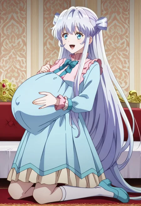 score_9, score_8_up, score_7_up, best quality, masterpiece, 4k, perfect lighting, very aesthetic, anime, anime coloring, official art, anime screencap,
OverallDetail, fFaceDetail,
bedroom, happy, huge pregnant belly, hand on belly,
Dia, blue eyes, very long hair,
Dia_Undercover, blue eyes, silver hair, very long hair, full body,
<lora:Pregnant Bump:1>