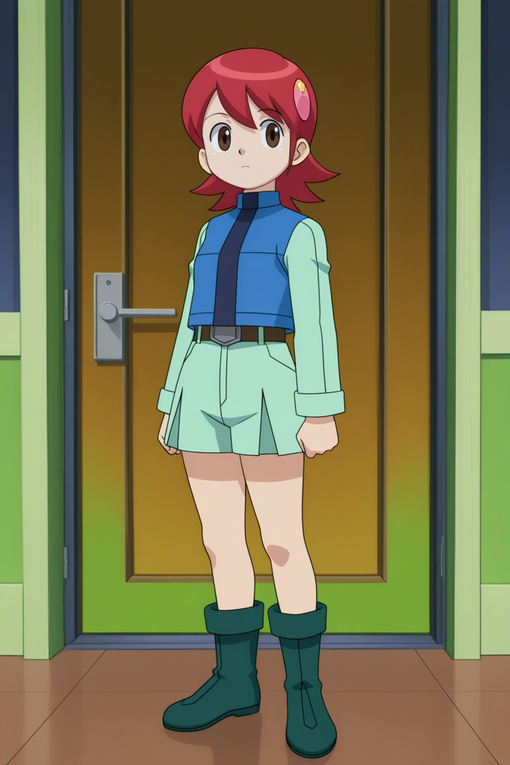 Meiru, anime coloring, newest, masterpiece, full body, default outfit  <lora:COMMISSION-megaman_NT_Warrior-Meiru-Illustrious:0.8>