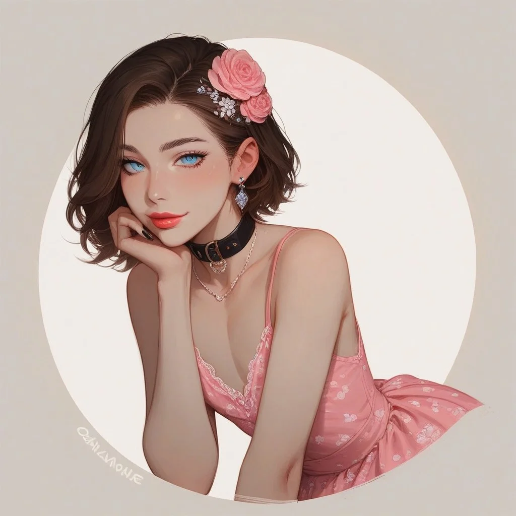 score_9, score_8_up, score_7_up, Expressiveh, , sexy pose,
, kawaii, perfect eyes, detailed, , pale skin, perfect skin,
(1_Femboy), detailed eyes, big blue eyes,
,
sexy skinny feminne body,
, narrow waist, bob haircut ,brown hair,
Lace stockings, , black nails, , ear piercing, makeup, lipstick, strands, manicure,
, submissive, thin waist, , collar, cute,
Aroused,
, , , summerdress, pink dress, flower print, flower hair ornament, highly detailed, intricate, , sitting, knees up, leaning forward, head resting on knees, side view, dutch angle, looking at viewer, gentle smile, modelshoot, abstract background, solo