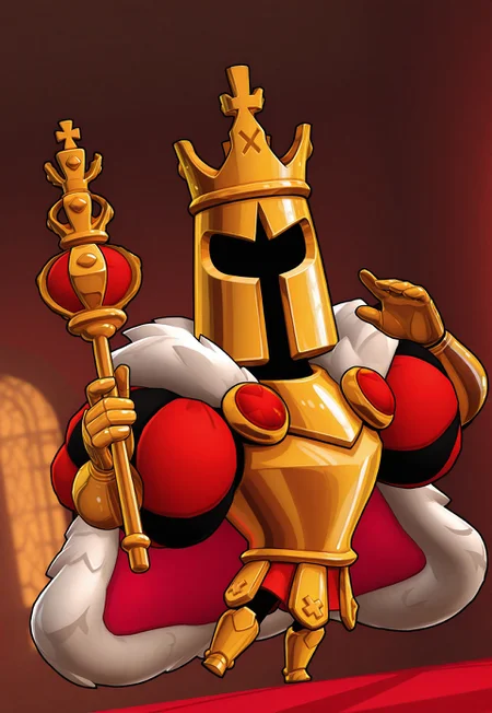 masterpiece, good quality, best quality, very awa, very as2, absurdres, highres, 3d,
<lora:Brawl Stars StyleIlluLYCO:1.4>brwlstrs, 3d, royal bedroom,
KingKnightSW, red cape, fur trim, armor, helmet, crown, gauntlets, full body, holding a scepter,