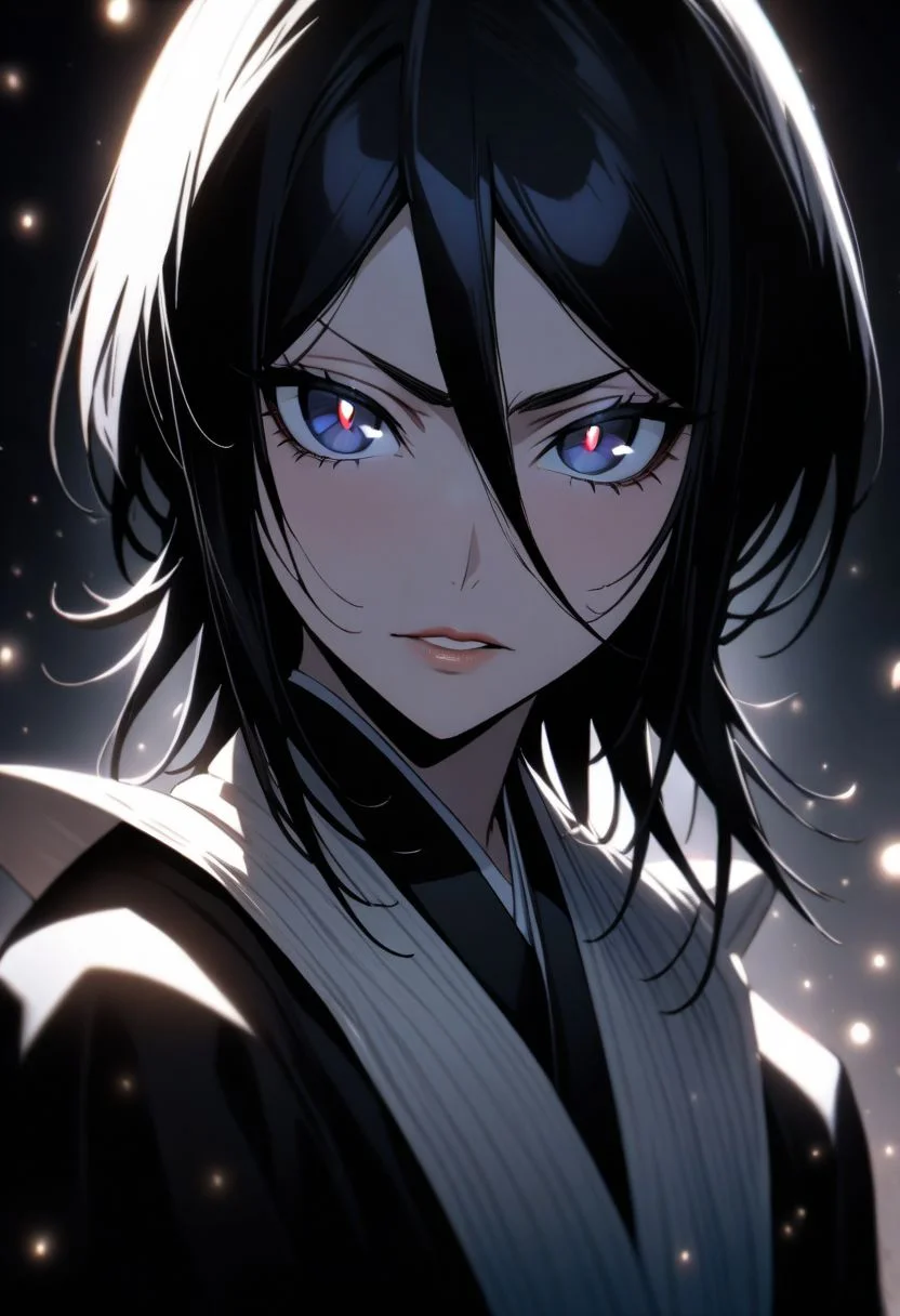 (masterpiece), (best quality), (ultra-detailed),
1girl, solo, gorgeous lips, an elegant face,
light particle, particle, shadow, Kuchiki Rukia ,Bleach, detailed lips , black detailed pupils,