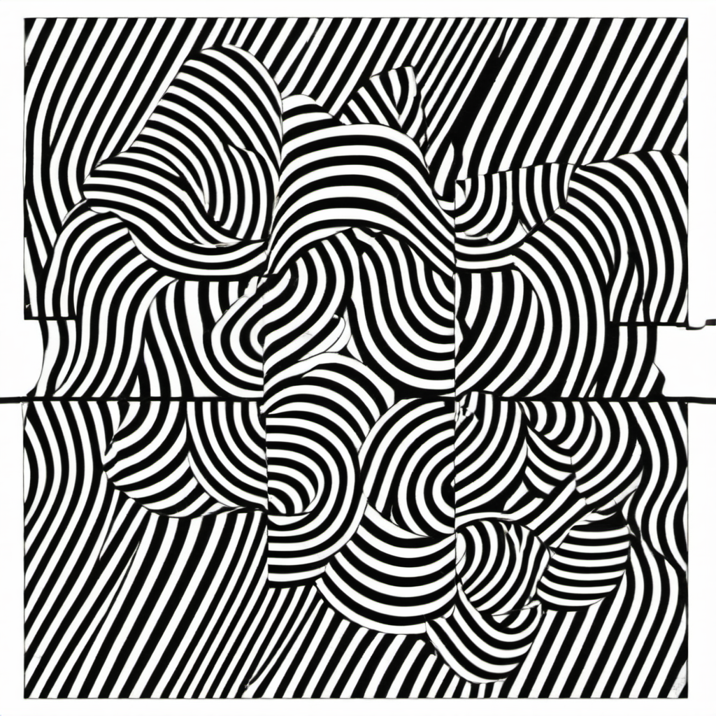 stripes Le Parc  a cross path with a black and white design abstraccion geometrica, stripes, lineas, patterns, black and white  <lora:LeParc_AI_LoRA_XL_v2.1:1>