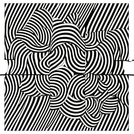 stripes Le Parc a cross path with a black and white design abstraccion geometrica, stripes, lineas, patterns, black and white <lora:LeParc_AI_LoRA_XL_v2.1:1>