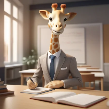 professional 3d model an anthropomorphic giraffe animal in a suit as a teacher in a classroom <lora:Sophie1024:0.8> . octane render, highly detailed, volumetric, dramatic lighting