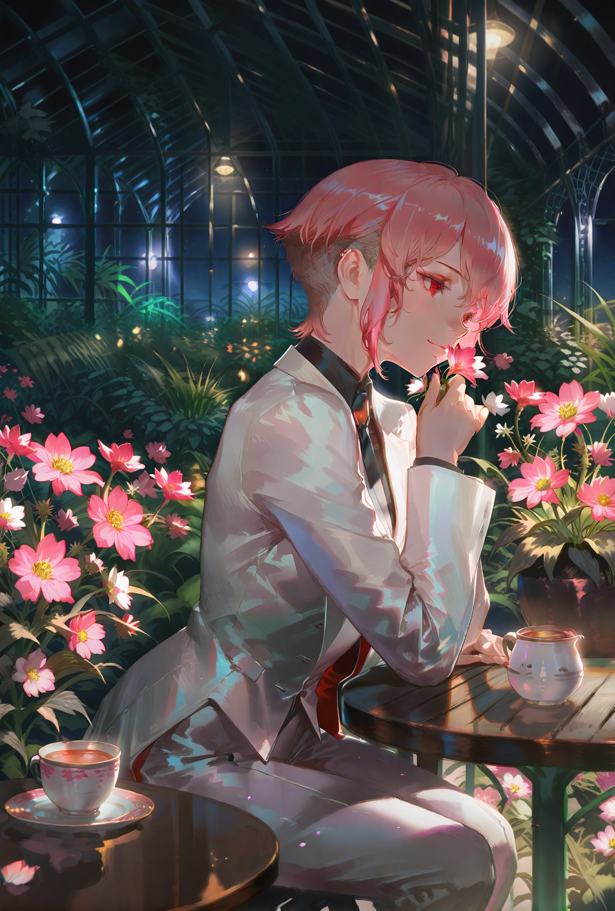 Masterpiece, Best Quality, absurdres,
1girl, pink hair, garden,greenhouse,
<lora:add-detail-xl:1>, <lora:nyalia_NoobXL:0.3>, <lora:cutesexyrobutts_style_illustrious_goofy:0.2>, usnr, <lora:USNR STYLE_XL_loha:0.9>, <lora:ponyv5_noobV065S_1_adamW:1>,